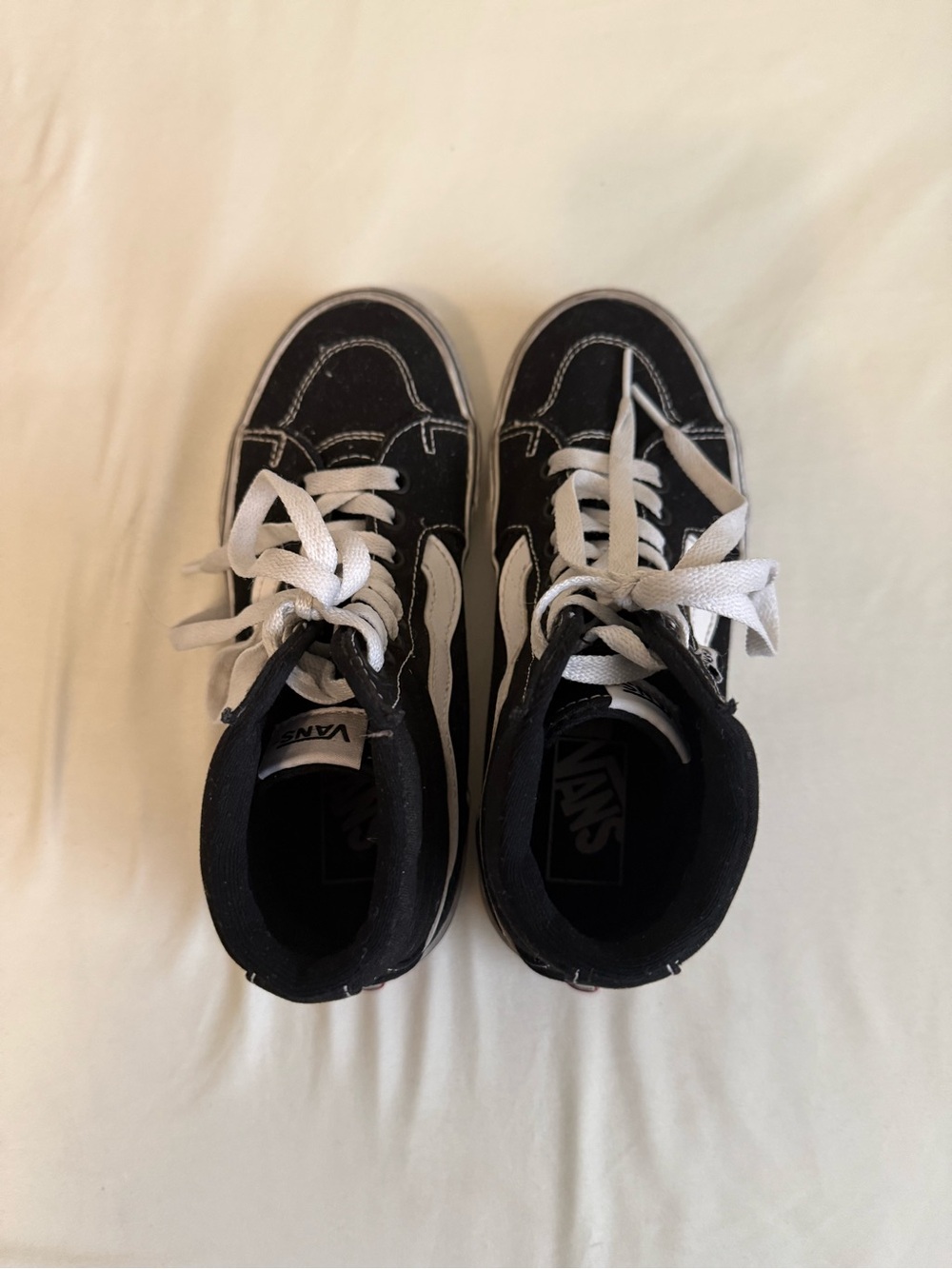 Vans Kids Black and White Sk8-Hi High-Top Sneakers